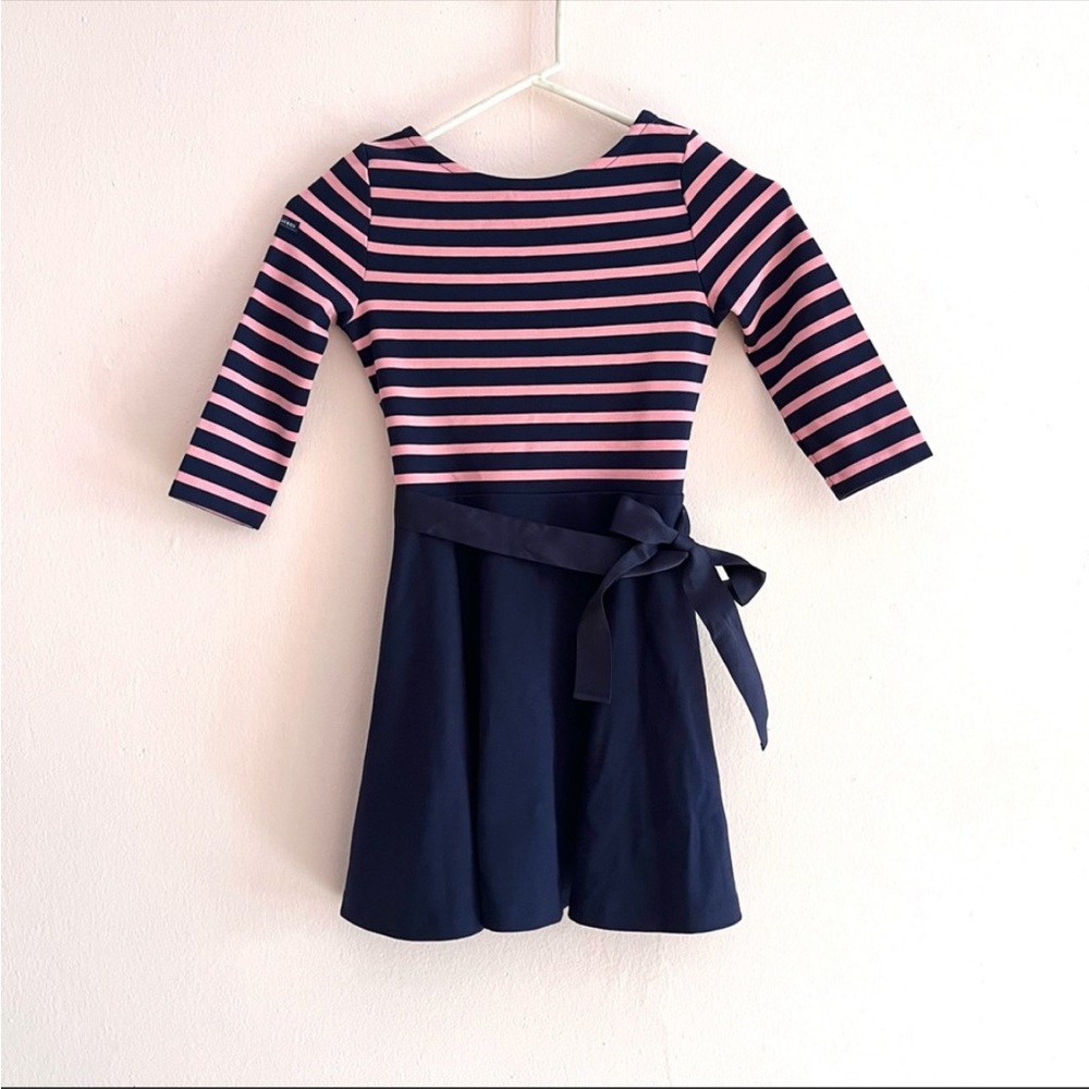 Polo Ralph Lauren Girls ballerina dress navy blue & pink striped size S (7)